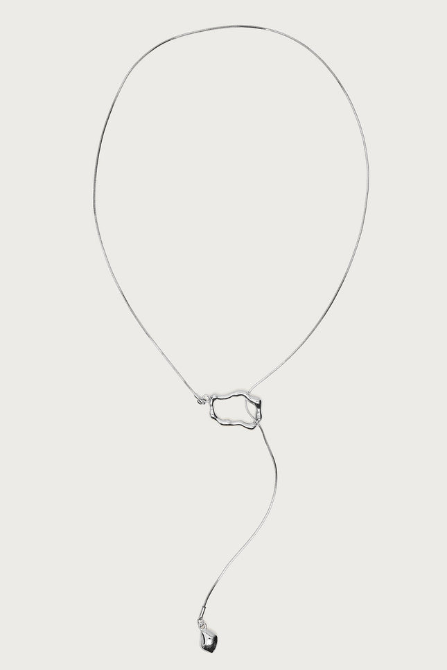Abstract Pendant Cascading Necklace - Silver