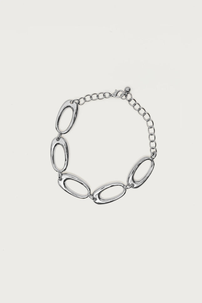 Linked Oval Chain Bracelet - Silver