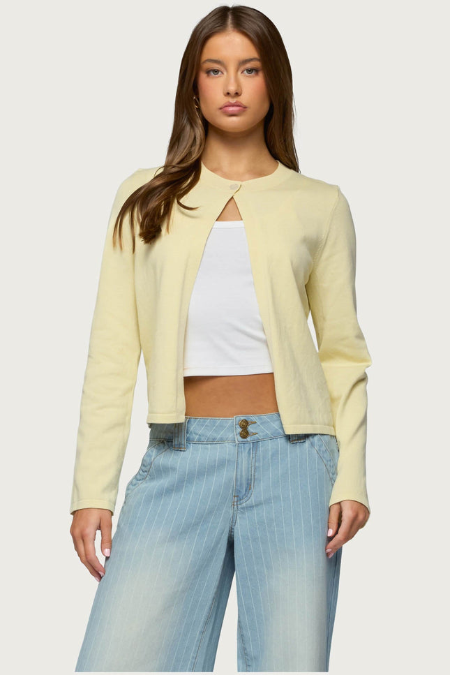 Jenie Split Front Knit Cardigan - Yellow