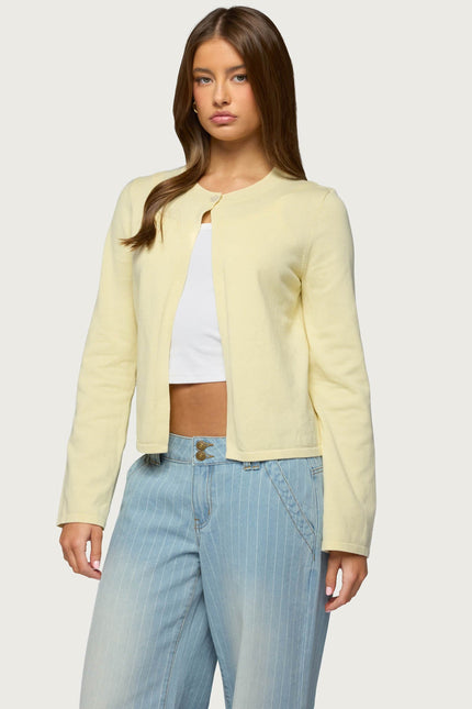 Jenie Split Front Knit Cardigan - Yellow