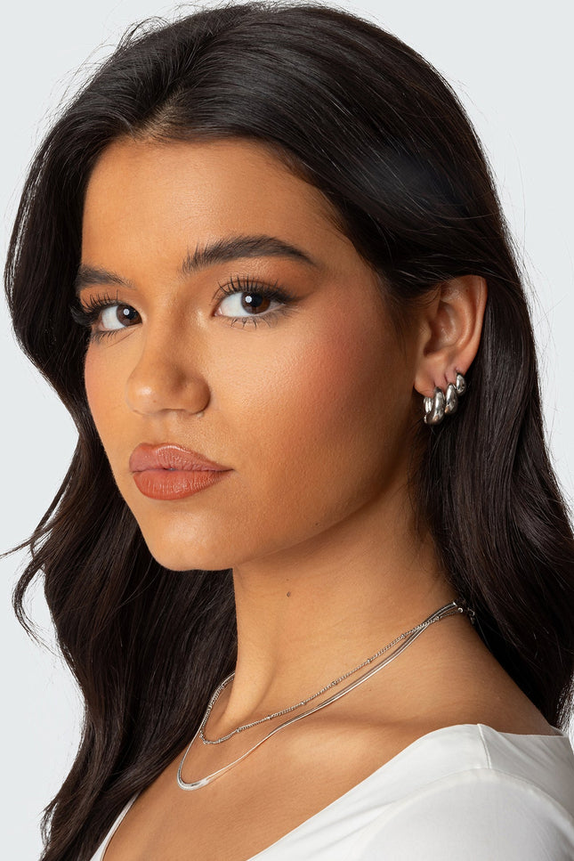 Chunky Hoop Earring Set - Silver