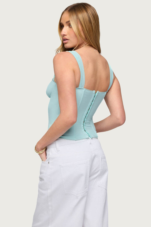 Marcella Wide Strap Corset - Aqua