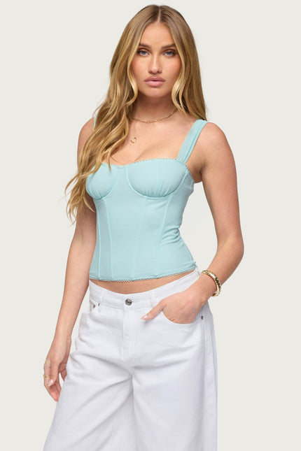 Marcella Wide Strap Corset - Aqua