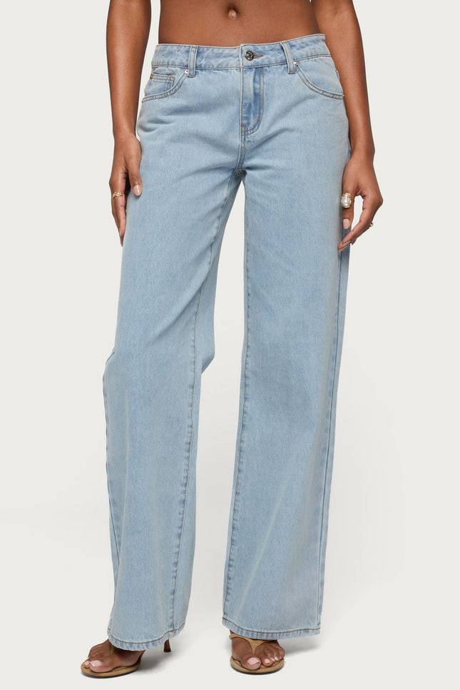 Tall Raelynn Washed Low Rise Baggy Jeans - Light Blue