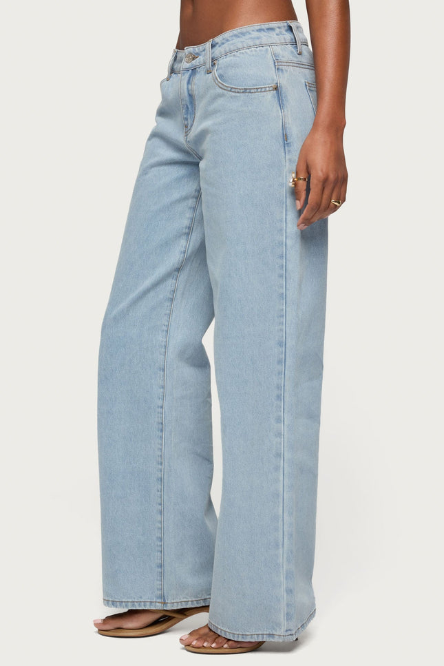 Tall Raelynn Washed Low Rise Baggy Jeans - Light Blue
