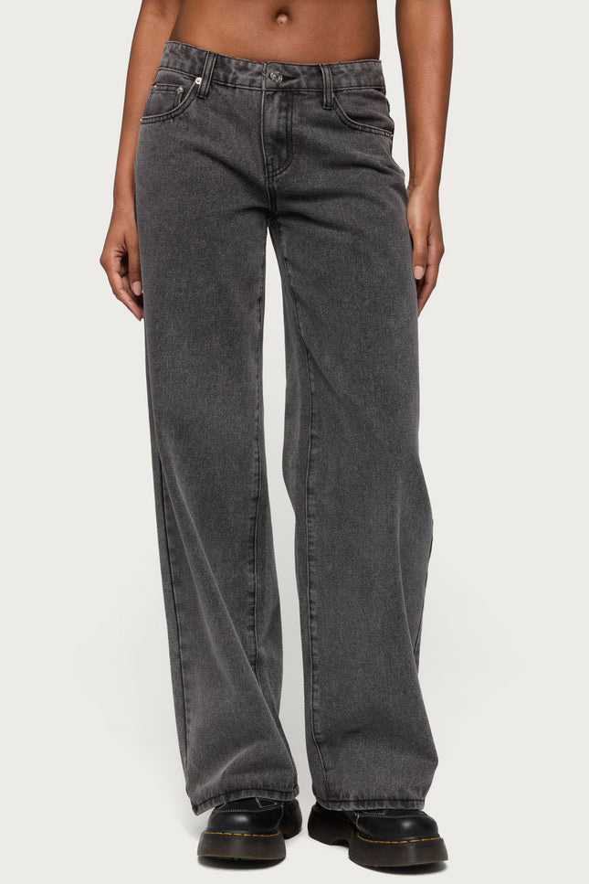 Tall Raelynn Washed Low Rise Baggy Jeans - Black Washed