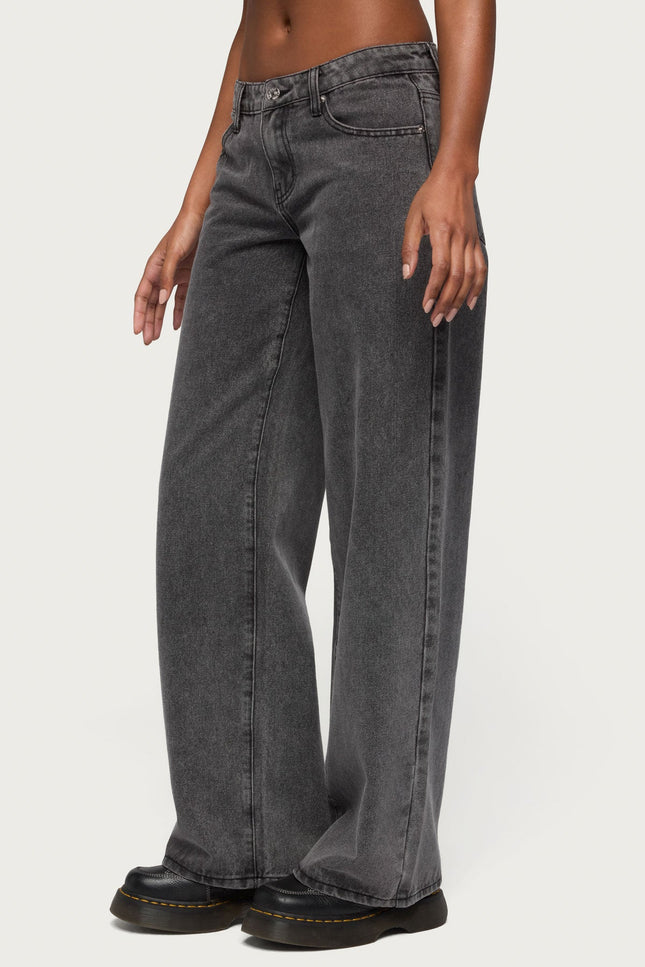 Tall Raelynn Washed Low Rise Baggy Jeans - Black Washed