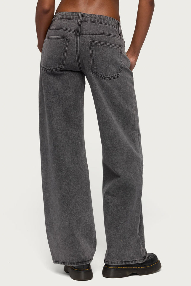 Tall Raelynn Washed Low Rise Baggy Jeans - Black Washed