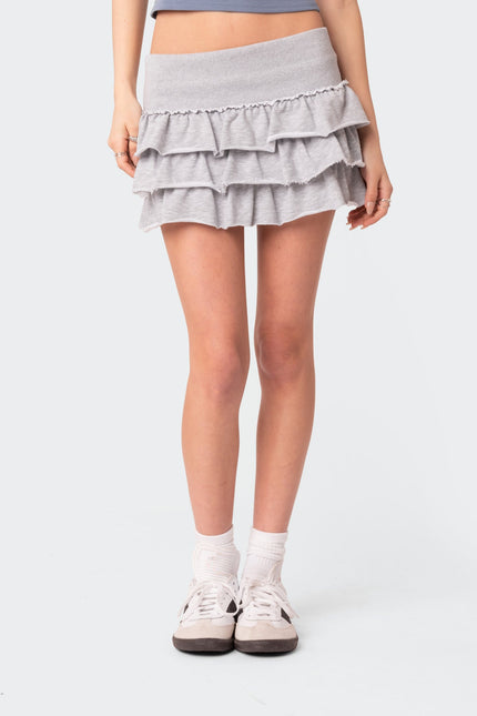 Martina Ruffle Terry Mini Skirt - Gray Melange