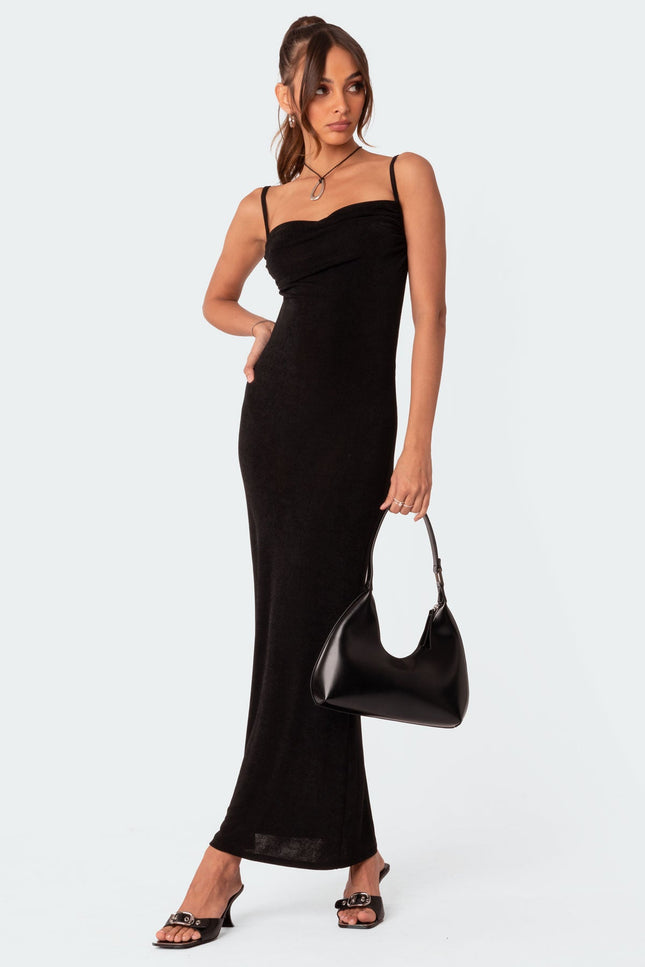Clea Open Back Maxi Dress - Black