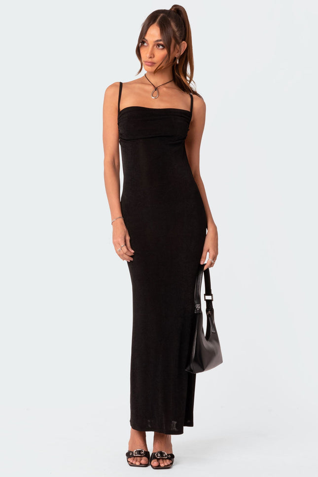 Clea Open Back Maxi Dress - Black