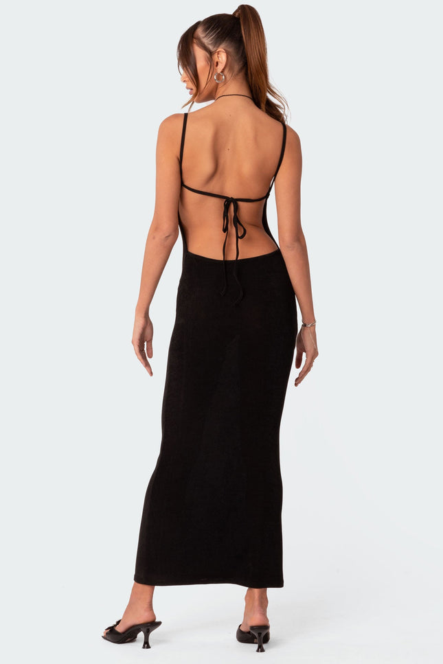 Clea Open Back Maxi Dress - Black