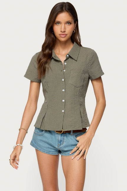 Alisa Plaid Tailored Button Up Shirt