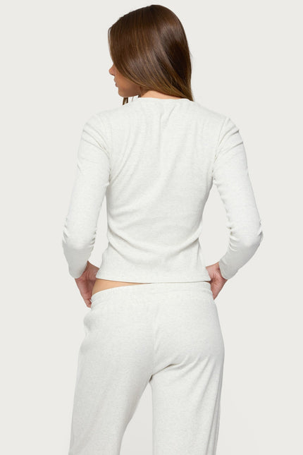 Cicilia Long Sleeve Ribbed T Shirt - Gray Melange
