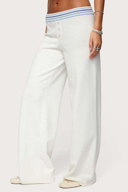 Miya Stripey Knit Pants - White