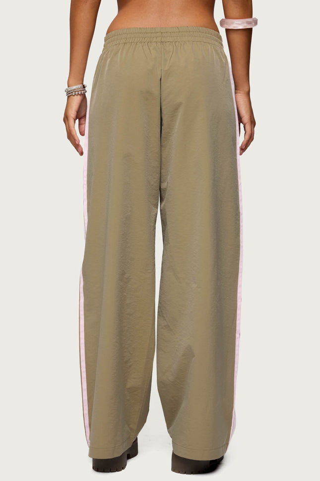 Annabella Nylon Track Pants - Olive
