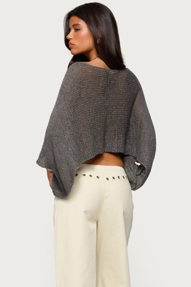 Laline Oversized Knit Crop Top - Gray