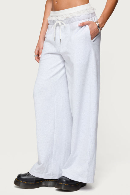 Tamia Peekaboo Ruffle Lace Sweatpants