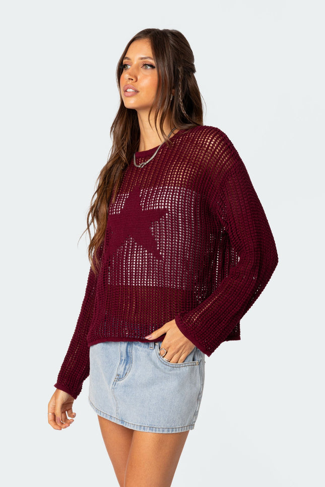 Seeing Stars Oversized Sweater - Burgundy