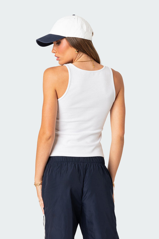 Square Neck Tank Top - White
