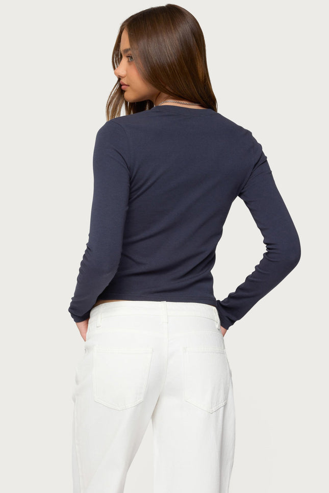 Kiyan Long Sleeve T Shirt - Navy