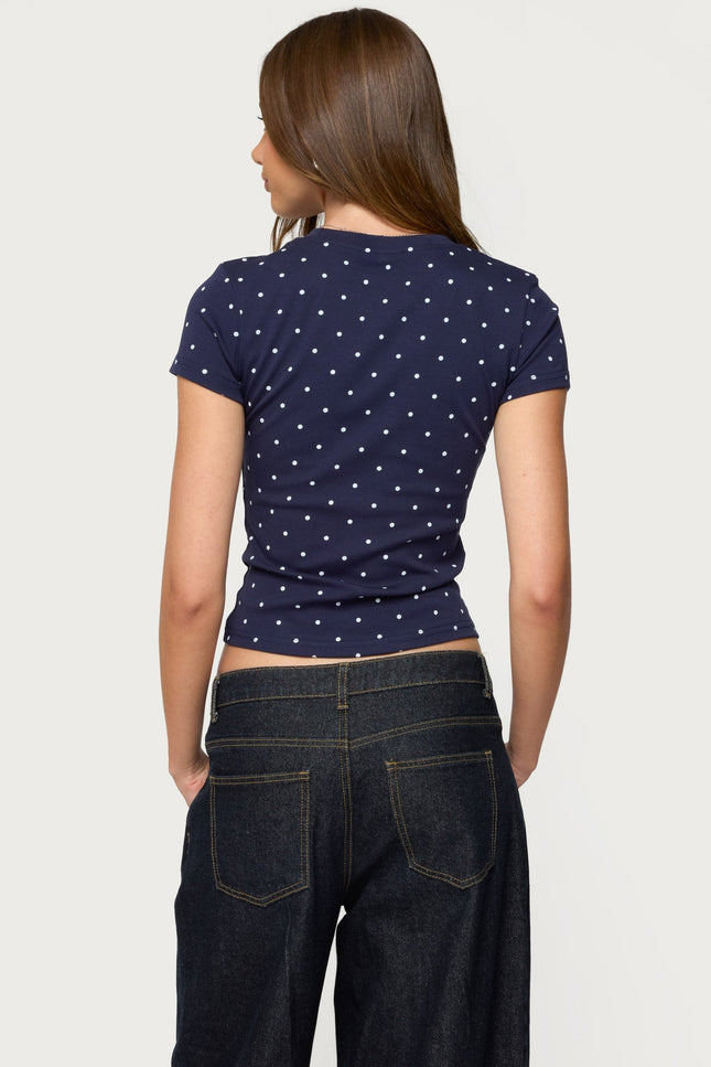 Lorenzo Polka Dot T Shirt - Navy