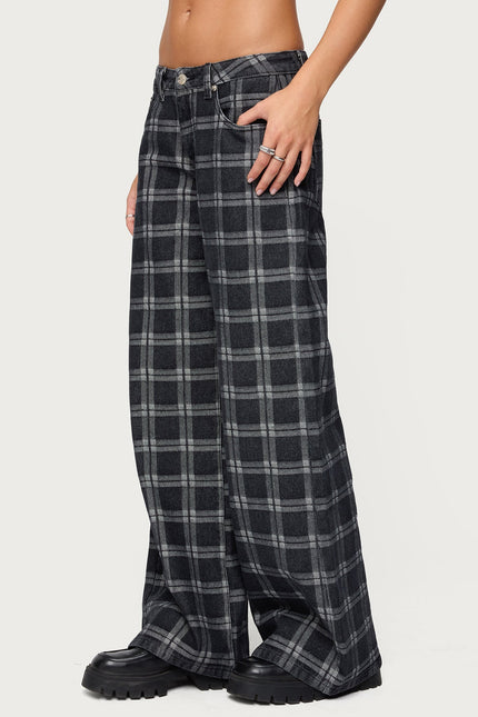 Kailani Plaid Low Rise Baggy Jeans