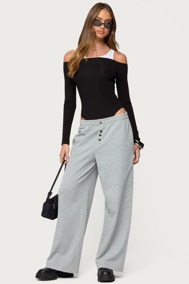 Layered Ribbed Off Shoulder Bodysuit