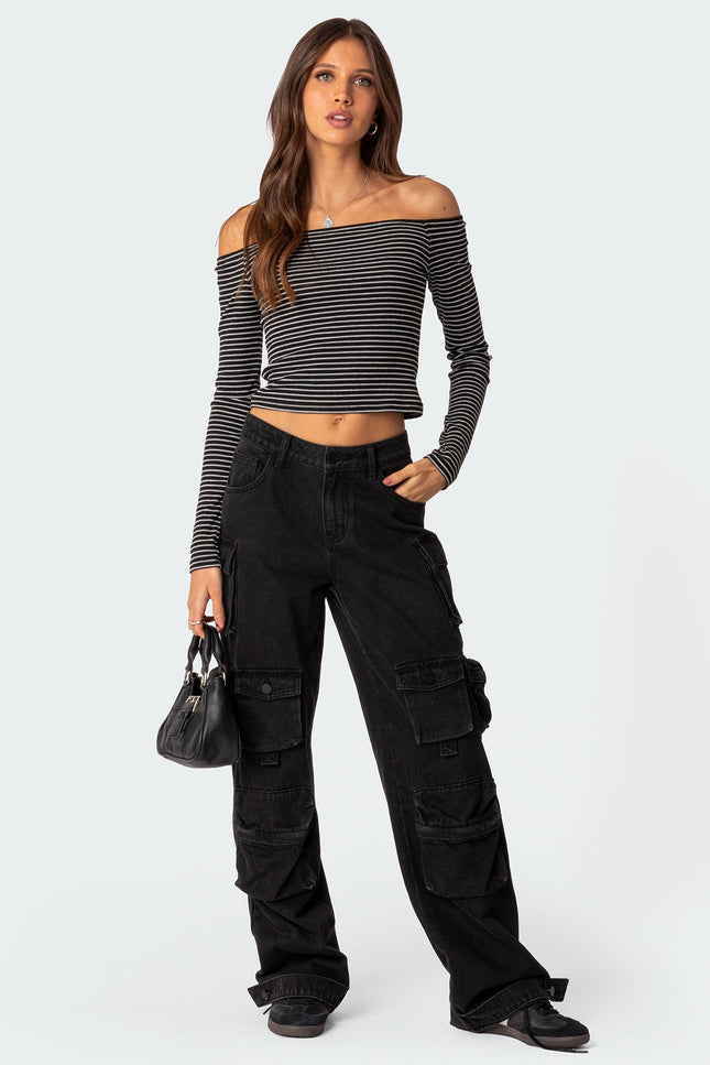 Canary Ribbed Top - Black