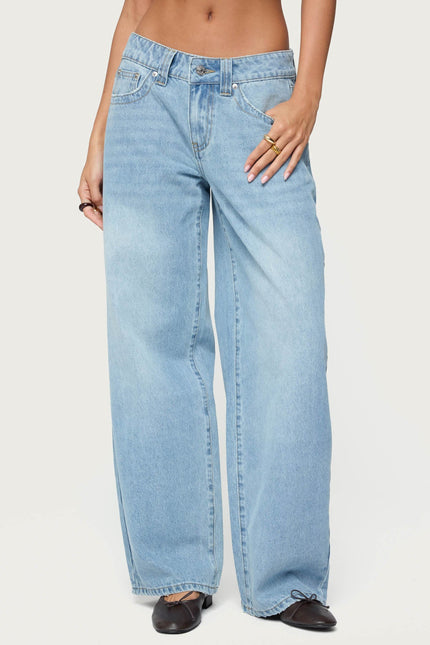 Rivka Low Rise Baggy Jeans - Light Blue