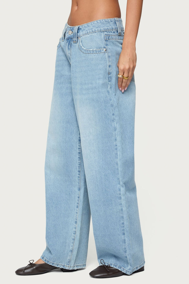 Rivka Low Rise Baggy Jeans - Light Blue