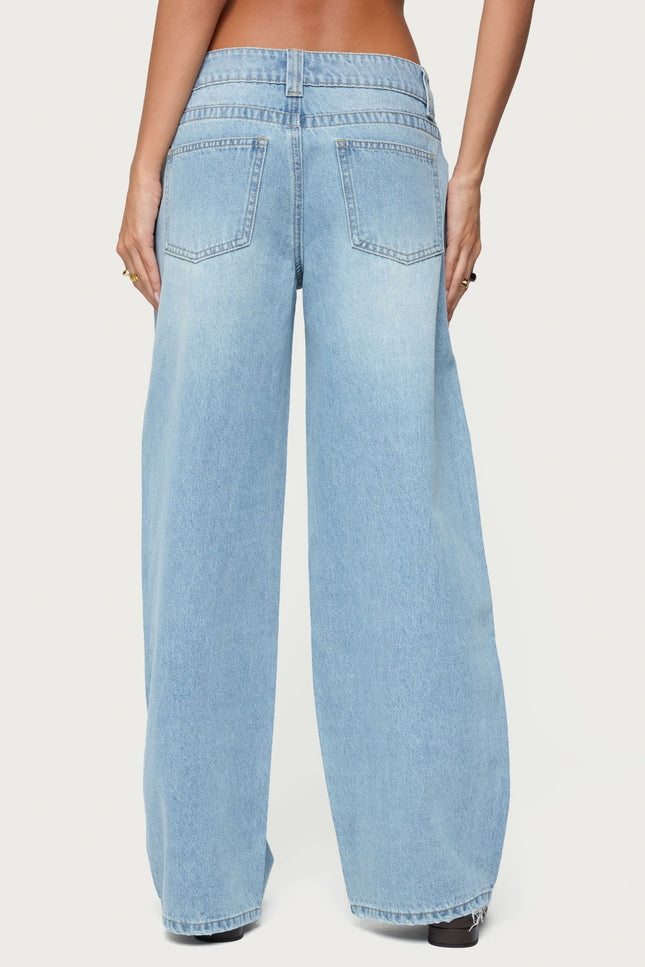 Rivka Low Rise Baggy Jeans - Light Blue