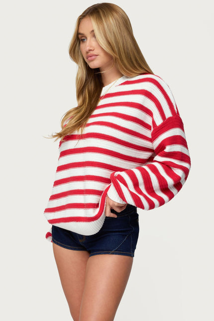 Aerin Oversized Sweater - Red And Cream