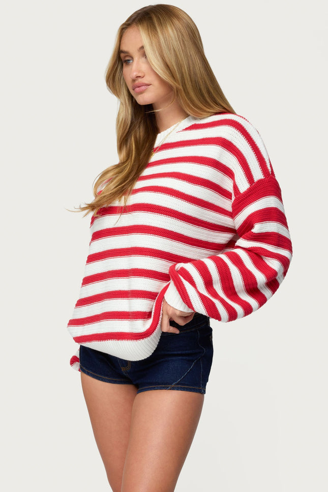 Aerin Oversized Sweater - Red And Cream