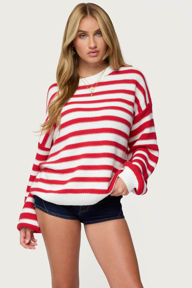 Aerin Oversized Sweater - Red And Cream