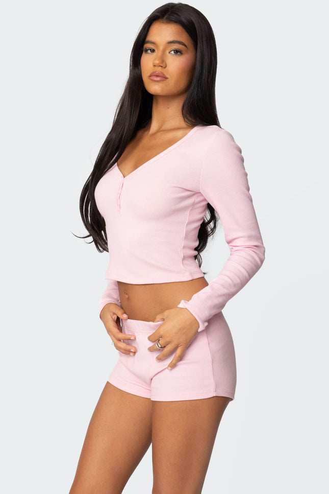 Rebekah Ribbed Top - Light Pink