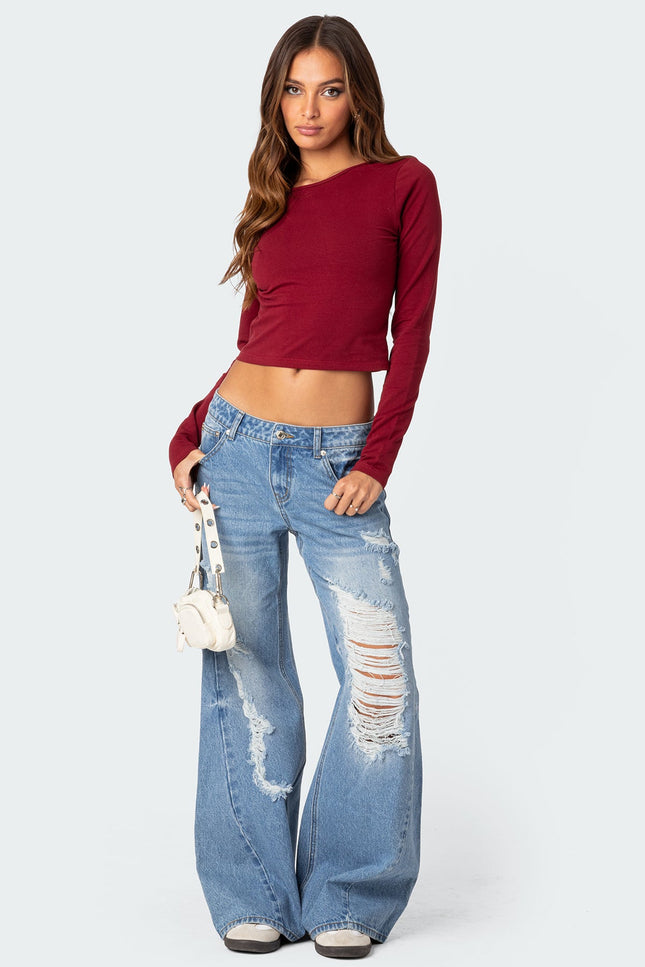 Haven Open Back Top - Burgundy