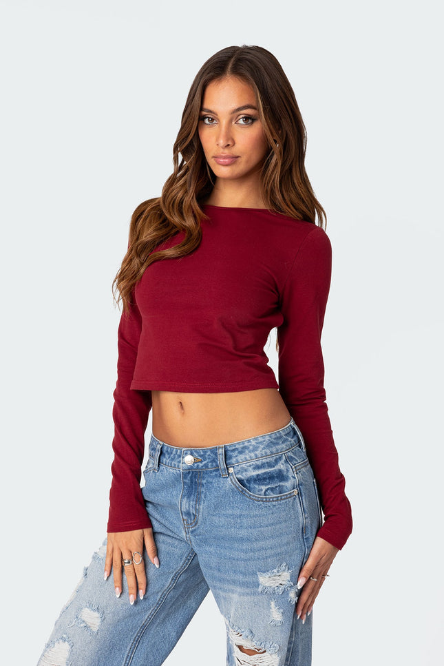 Haven Open Back Top - Burgundy