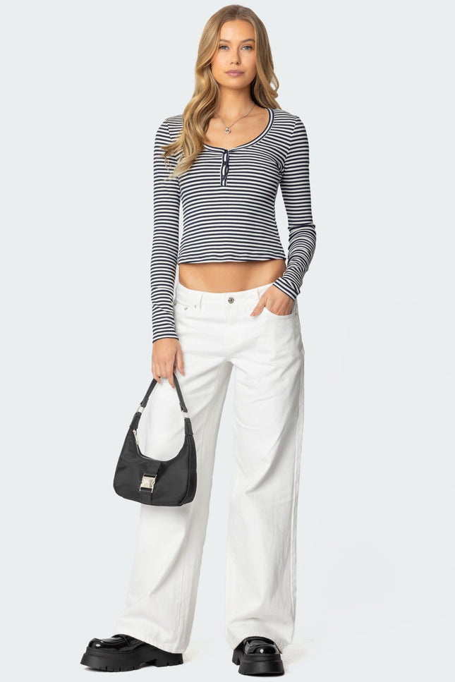 Jocelyn Striped Top - Navy