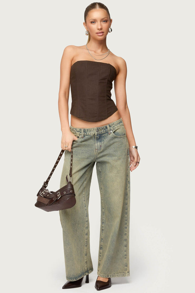 Hadar Linen Look Corset - Brown