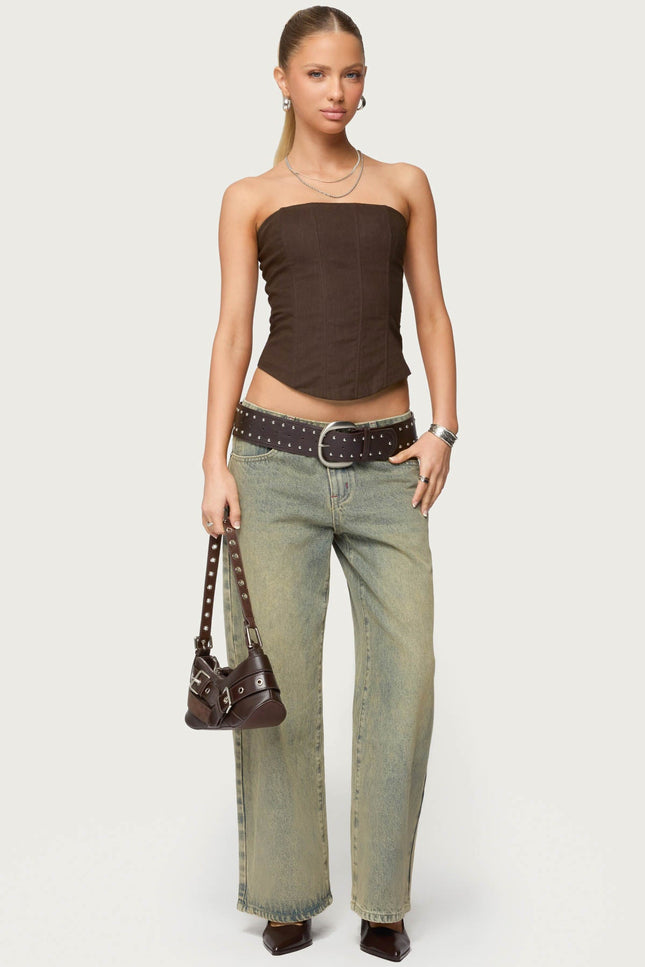 Hadar Linen Look Corset - Brown