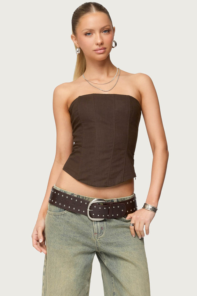 Hadar Linen Look Corset - Brown