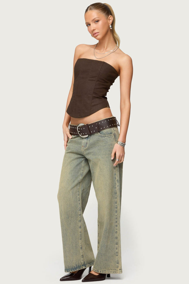 Hadar Linen Look Corset - Brown