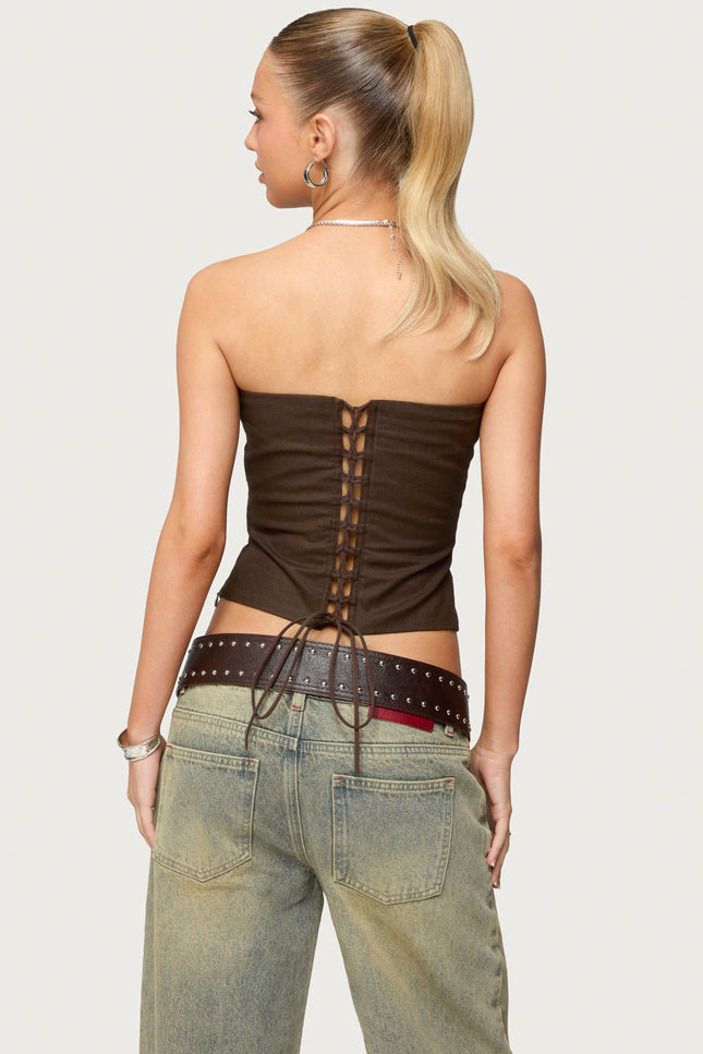 Hadar Linen Look Corset - Brown
