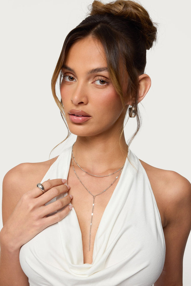 Cascading Disc Chain Layered Necklace - Silver