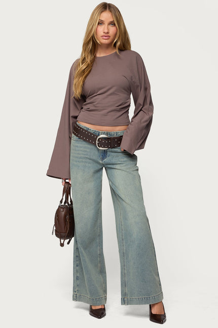 Charlisa Cinched Waist Top - Taupe