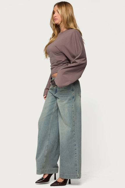 Charlisa Cinched Waist Top - Taupe
