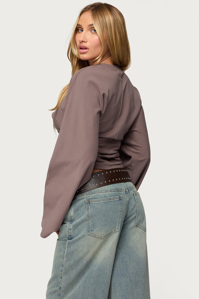 Charlisa Cinched Waist Top - Taupe