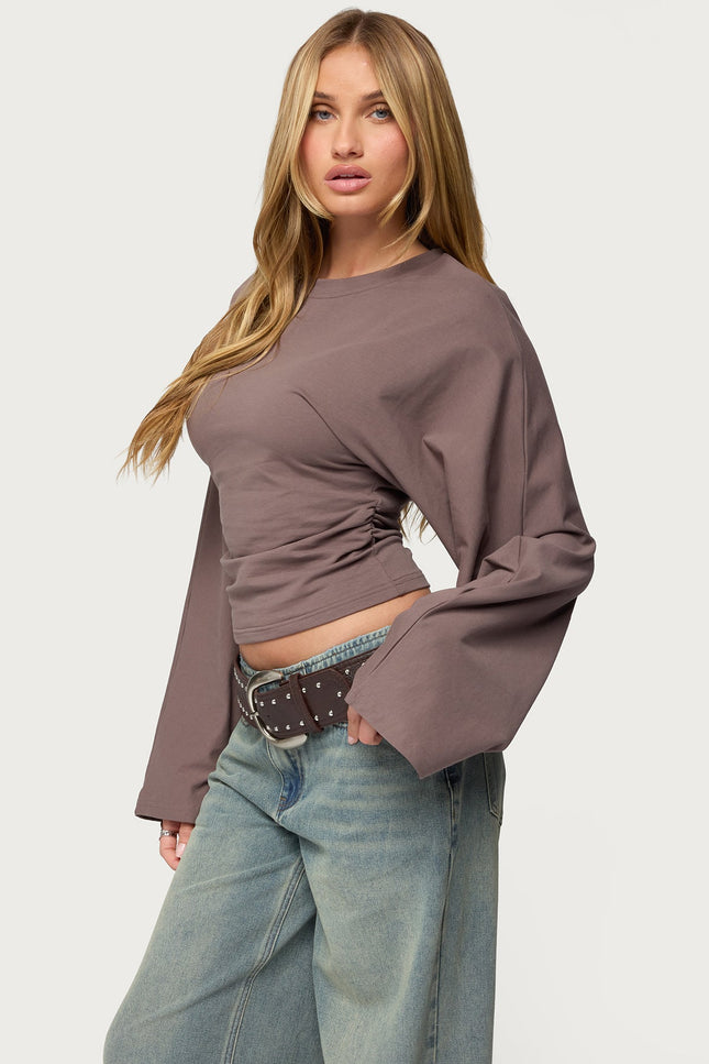 Charlisa Cinched Waist Top - Taupe