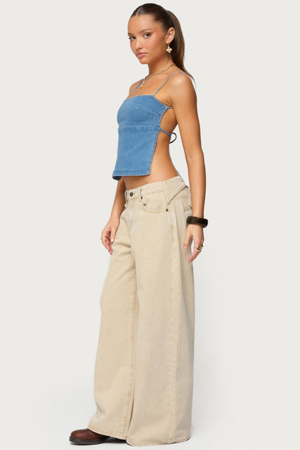 Conley Backless Denim Top - Blue Washed